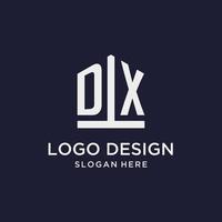 DX initial monogram logo design with pentagon shape style vector