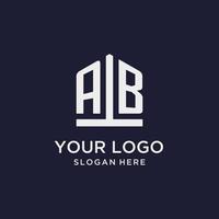 AB initial monogram logo design with pentagon shape style vector