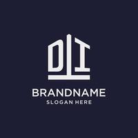 DI initial monogram logo design with pentagon shape style vector