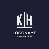 KH initial monogram logo design with pentagon shape style vector