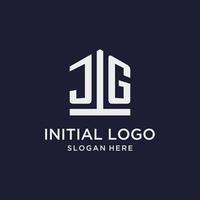 JG initial monogram logo design with pentagon shape style vector