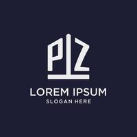 PZ initial monogram logo design with pentagon shape style vector