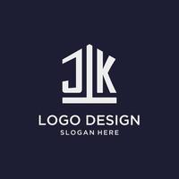 JK initial monogram logo design with pentagon shape style vector