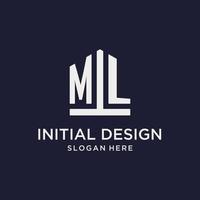 ML initial monogram logo design with pentagon shape style vector