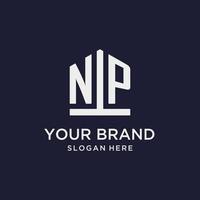 NP initial monogram logo design with pentagon shape style vector