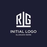 RG initial monogram logo design with pentagon shape style vector