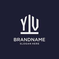 YV initial monogram logo design with pentagon shape style vector