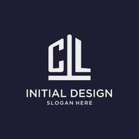 CL initial monogram logo design with pentagon shape style vector
