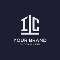 IC initial monogram logo design with pentagon shape style vector