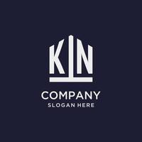 KN initial monogram logo design with pentagon shape style vector