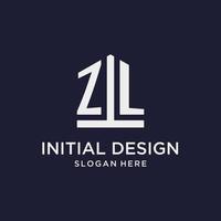 ZL initial monogram logo design with pentagon shape style vector