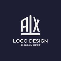 AX initial monogram logo design with pentagon shape style vector