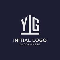 YG initial monogram logo design with pentagon shape style vector