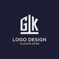 GK initial monogram logo design with pentagon shape style vector