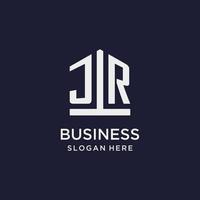 JR initial monogram logo design with pentagon shape style vector