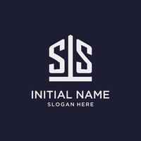 SS initial monogram logo design with pentagon shape style vector