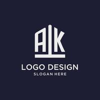 diseño de logotipo de monograma inicial ak con estilo de forma de pentágono vector