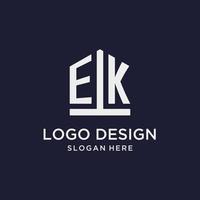 EK initial monogram logo design with pentagon shape style vector