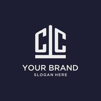 CC initial monogram logo design with pentagon shape style vector