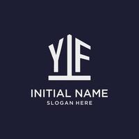 YF initial monogram logo design with pentagon shape style vector