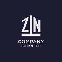 ZN initial monogram logo design with pentagon shape style vector