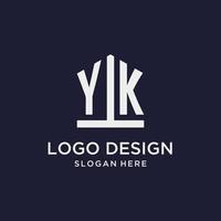 YK initial monogram logo design with pentagon shape style vector