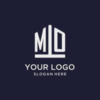 MO initial monogram logo design with pentagon shape style vector