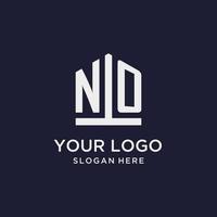 NO initial monogram logo design with pentagon shape style vector