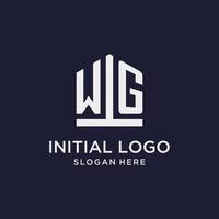 WG initial monogram logo design with pentagon shape style vector