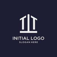 TT initial monogram logo design with pentagon shape style vector