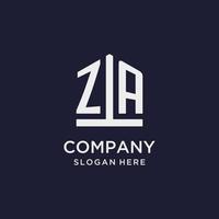 ZA initial monogram logo design with pentagon shape style vector