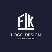 FK initial monogram logo design with pentagon shape style vector