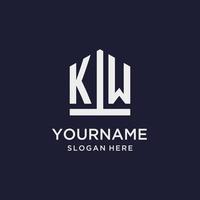 KW initial monogram logo design with pentagon shape style vector