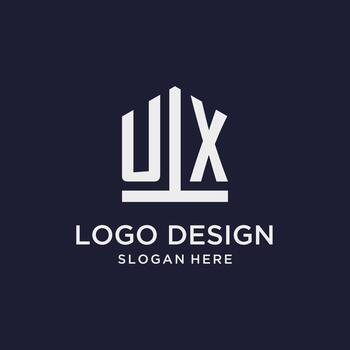 diseño de logotipo de monograma inicial de ux con estilo de forma de pentágono vector