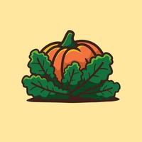 Simple Halloween pumpkin cartoon illustration in flat style vector