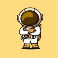 personaje de dibujos animados mascota astronauta, estilo de diseño plano vector