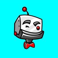 Robot head chat bot cartoon character, flat design style vector