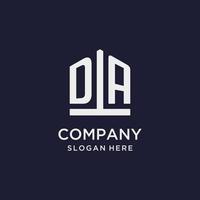 DA initial monogram logo design with pentagon shape style vector