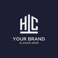 HC initial monogram logo design with pentagon shape style vector