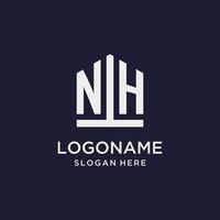 NH initial monogram logo design with pentagon shape style vector