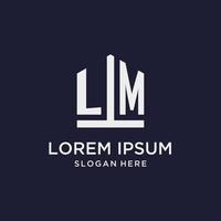 LM initial monogram logo design with pentagon shape style vector