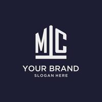 MC initial monogram logo design with pentagon shape style vector