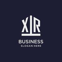 XR initial monogram logo design with pentagon shape style vector