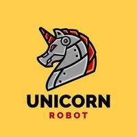 Unicorn robot cartoon character, flat design style vector