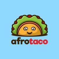 weafro y combinar con diseño de logotipo de mascota de dibujos animados de taco, estilo de diseño plano vector