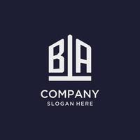 BA initial monogram logo design with pentagon shape style vector