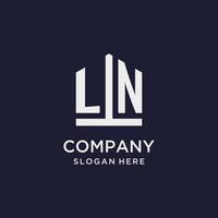 LN initial monogram logo design with pentagon shape style vector