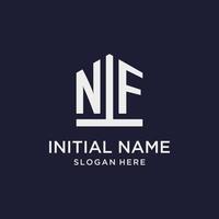 NF initial monogram logo design with pentagon shape style vector