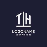 TH initial monogram logo design with pentagon shape style vector