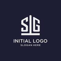 SG initial monogram logo design with pentagon shape style vector